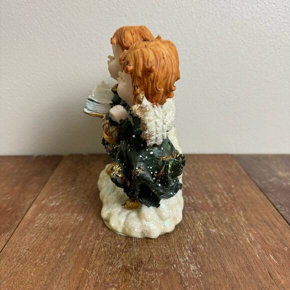 Vintage Resin Angel Trio Christmas Holiday Decor Music Box velvet bottom - Picture 6 of 6